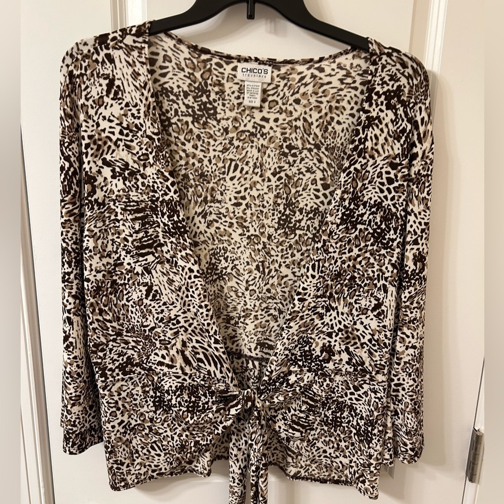 Chico's Women's Animal Print Top - Black and Brown
